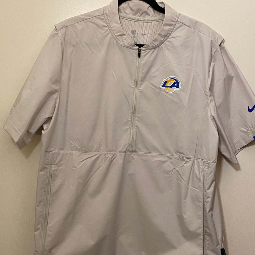 Nike Gray Half-Zip Jacket with Blue Logo